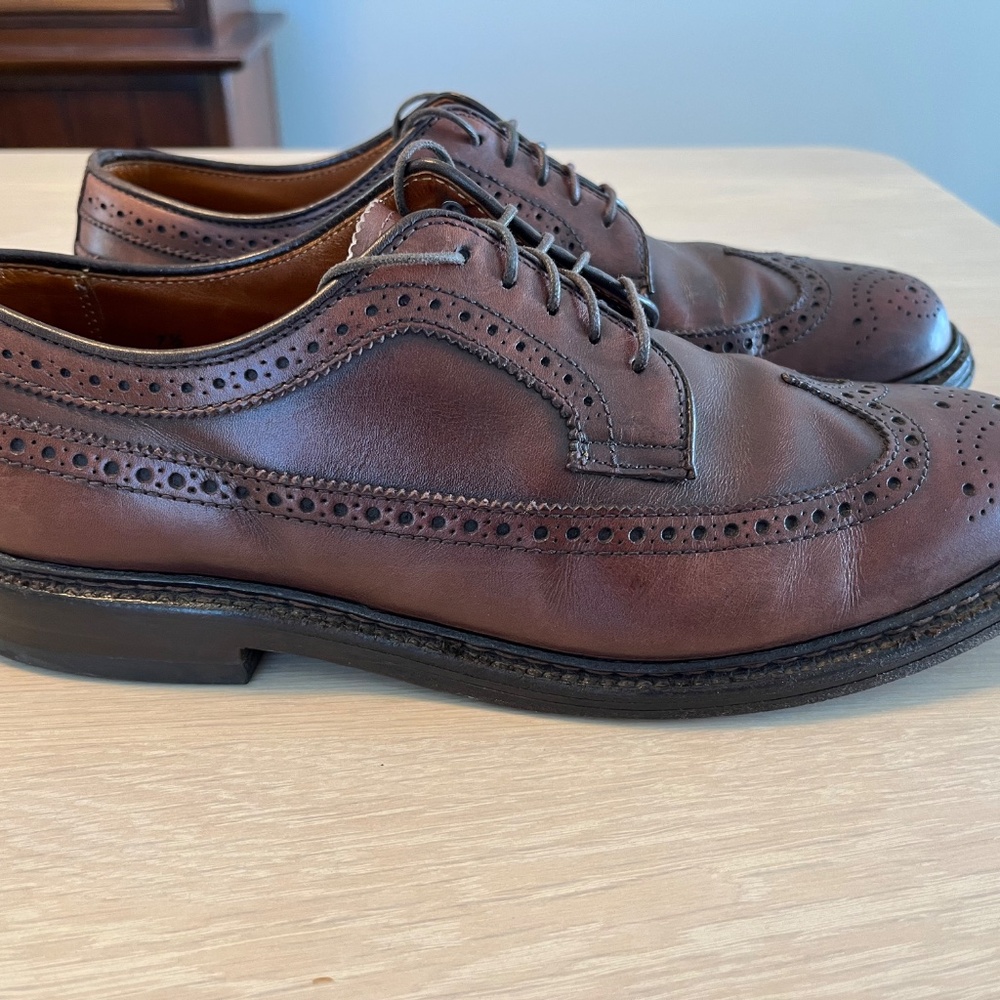 Alden Shoes Mens 7.5 Long Wing Gunboat Bluchers Dark Brown Calfskin for J. Crew - Picture 5 of 14